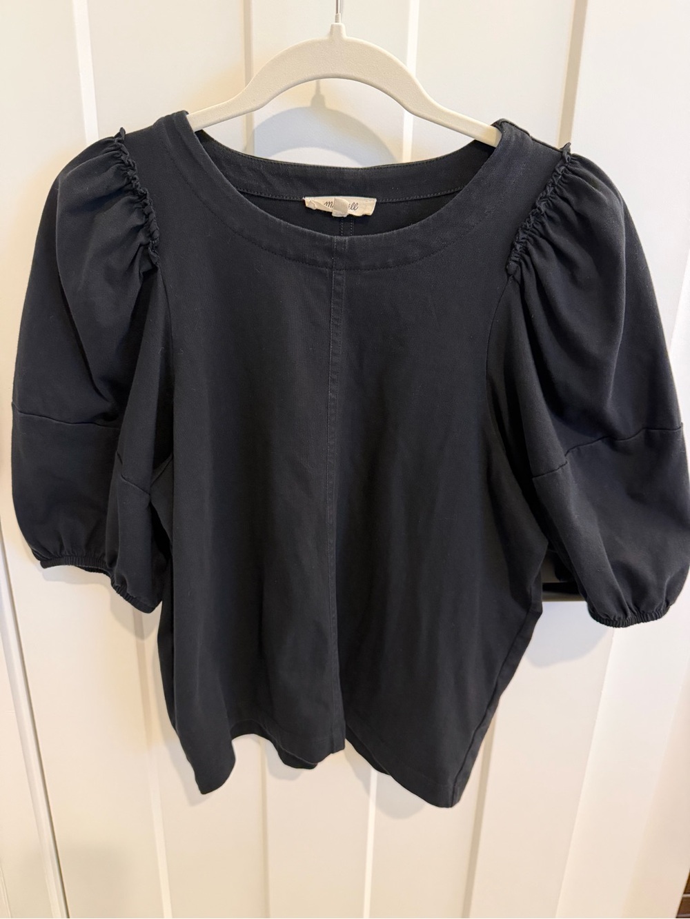 Madewell Puff Sleeve Black Top